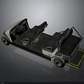 Woman Riding In Four Seater Black Gray Cart With Yellow Bottom Area