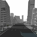 Wireframe Style Detailed Modern Urban Cityscape With Tall Buildings And Street