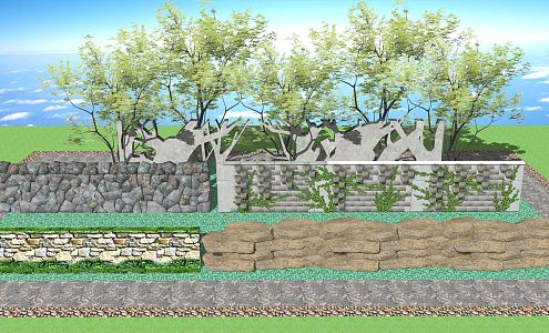 Modern retaining wall Stone retaining wall 3d model