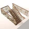 Luxurious Staircase With Ornate Metal Railings And Intricate Leaf Shaped Decorative Elements