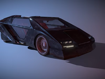 Classic Black Sports Car Design With Streamlined Body LED Headlights And Red Alloy Rims 3d model