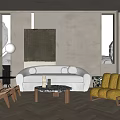 Quiet sofa tea table combination 3d model