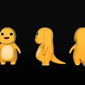 Three Yellow Dinosaur Dolls Display Front Side And Back Views