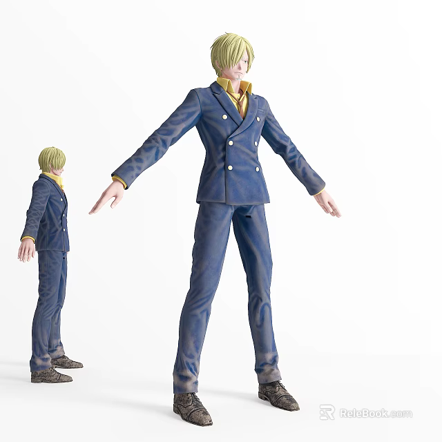 Game Movie Character Blue Suit Male Action Figure Standing Pose Model 3d model 