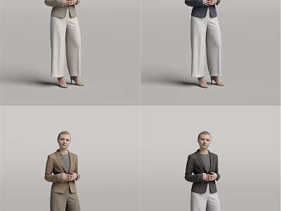 A Woman in Professional Business Attire Standing with Hands Crossed in Different Colored Suits 3d model