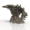 3D Rock Scenery Component With Mechanical Elements Rough Surface And Overhanging Structures 3d model