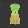 Elegant White Sleeveless Dress With Red Trim And Orange Belt Design