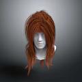 Game Movie Character Red Long Messy Hair On White Mannequin Head With Gray Background