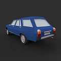 Blue Classic Station Wagon Car With Vintage Design And Rear Details