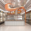 Modern Supermarket Grocery Interior with Coffee Snack Section and Product Shelves