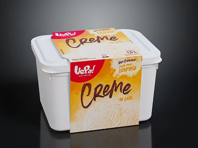Up Creme 100% Pure Egg Free Food Product in White Container 3d model