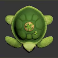 Realistic 3D Rendering Of Green Sea Turtle With Small Palm Tree On Shell 3d model