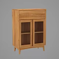 Modern Wooden Sideboard With Glass Doors And Drawer Simple Design