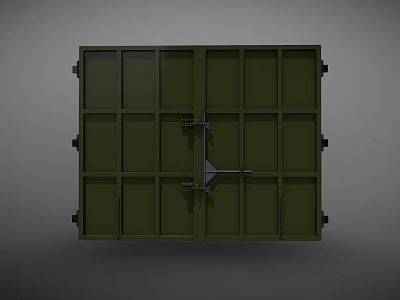 Green Industrial Container Door With Metal Latches And Frame Structure 3d model