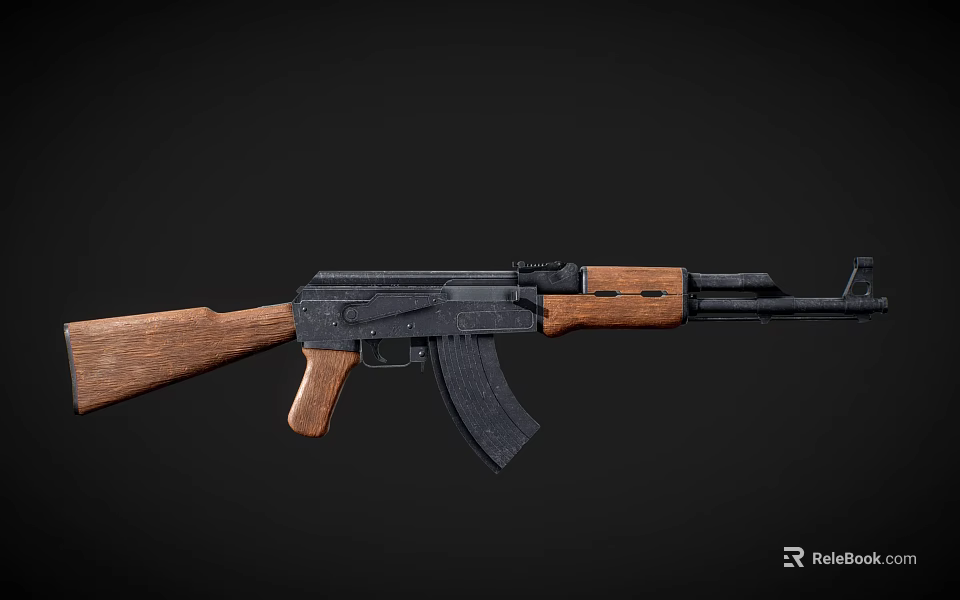 Classic Assault Rifle With Wooden Stock And Black Metal Components Detailed View 3d model 