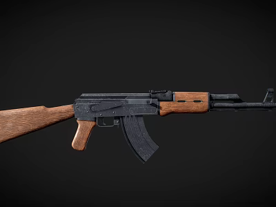 Classic Assault Rifle With Wooden Stock And Black Metal Components Detailed View 3d model