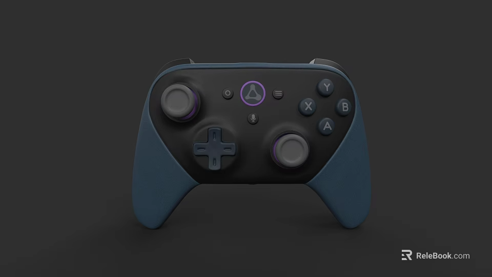 Ergonomic Black Blue Game Controller With Joysticks Buttons For Entertainment Electronics 3d model 