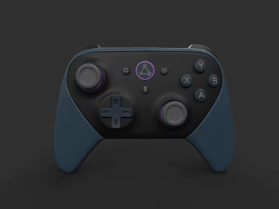 Ergonomic Black Blue Game Controller With Joysticks Buttons For Entertainment Electronics 3d model