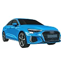 Sleek Blue Audi Sedan Featuring Modern Exterior Design And Sporty Front Grille