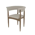 Comfortable Modern Dining Chair With White Padded Seat Wooden Frame And Armrests