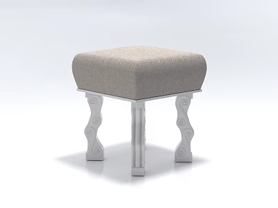 Beige Fabric Single Chair With Silver Decorative Legs And Curved Patterns 3d model