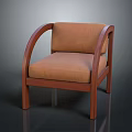 Leisure Chair with Wooden Frame Curved Armrests Brown Padded Cushion and Modern Sleek Design