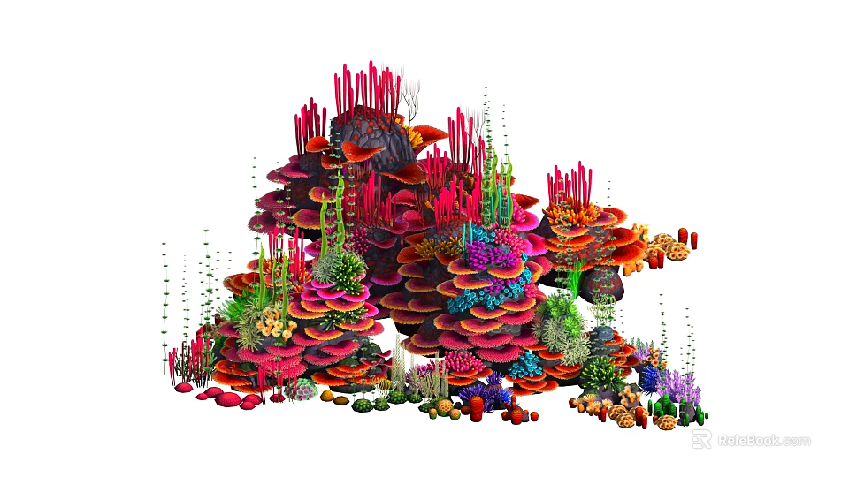 Colorful Coral Reef Ecosystem With Vibrant Marine Life And Diverse Structures 3d model 