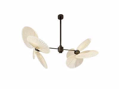 Modern White Chandelier With Leaf Shaped Design And Metal Frame Structure 3d model