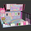 Colorful Pink Cartoon Scene Featuring Lucky Baby Sign Rainbow And Pony Doll