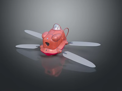 Unique Red Flying Vehicle With Multiple Propellers And Futuristic Cockpit Design 3d model