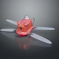Unique Red Flying Vehicle With Multiple Propellers And Futuristic Cockpit Design
