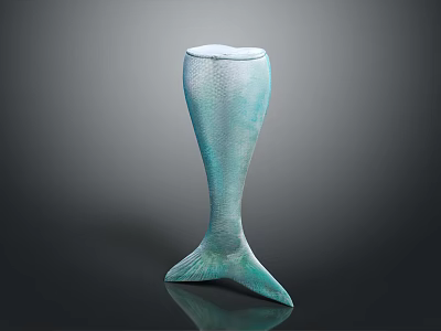 Elegant Turquoise Mermaid Tail Decorative Sculpture With Scaled Texture And Smooth Finish 3d model
