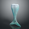 Elegant Turquoise Mermaid Tail Decorative Sculpture With Scaled Texture And Smooth Finish