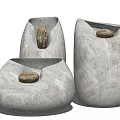 Modern White Ceramic Decorative Ornament Set With Irregular Shapes And Natural Stone Accents