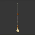 Hanging Wind Chime Ornament Featuring Top Ring Decorative Disc Orange Beads And Metal Bells