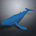 Detailed Blue Whale 3D Model Rendering with Smooth Surface on Gray Background
