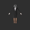 Toilet Head Figure In Black Business Suit And Skirt Professional Attire