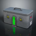 Gray Metal Equipment Case With Handle Green Indicator Lights Yellow Warning Signs And Red Button