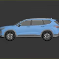 Blue Modern SUV with Sunroof Sleek Exterior Design and Shiny Reflection on Dark Surface