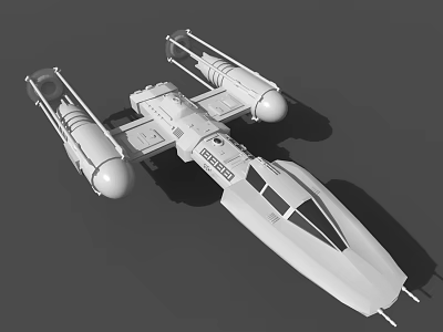 Detailed Spacecraft Model With Twin Large Engines Streamlined Body And Cockpit Structure 3d model