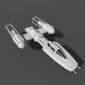 Detailed Spacecraft Model With Twin Large Engines Streamlined Body And Cockpit Structure