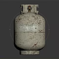 Worn Gas Cylinder With Rust Stains Top Valve Handle And Label 3d model