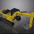 Yellow CAT Excavator Model With Black Tracks And Front Bucket
