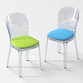 Modern Transparent Frame Leisure Chairs With Green And Blue Cushions For Comfortable Seating