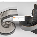Modern Spiral Staircase Design With Light And Dark Colored Glass Elements 3d model