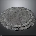 Circular Weathered Stone Platform With Textured Surface And Stepped Edges 3d model