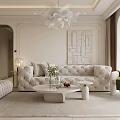 Modern Living And Dining Room Interior With Pendant Lights Sofa And Decorative Plants