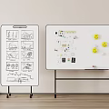 Musical Instrument Art Supplies Display With Drawing Tools Notes And Smiley Stickers On Whiteboard