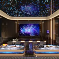 Luxury Modern KTV Interior With Starry Ceiling Art Mural And Sofas 3d model