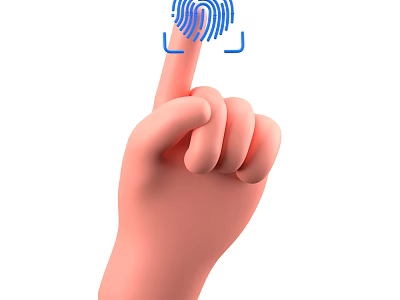 Game or Movie Character Pressing Fingerprint Icon on Digital Interface 3d model